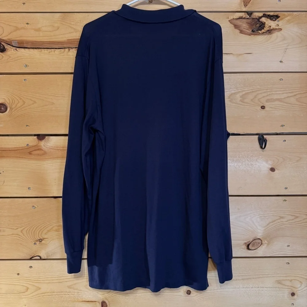 Polo Ralph Lauren Men Navy Blue Long Sleeve Cotton Polo Shirt Size Large